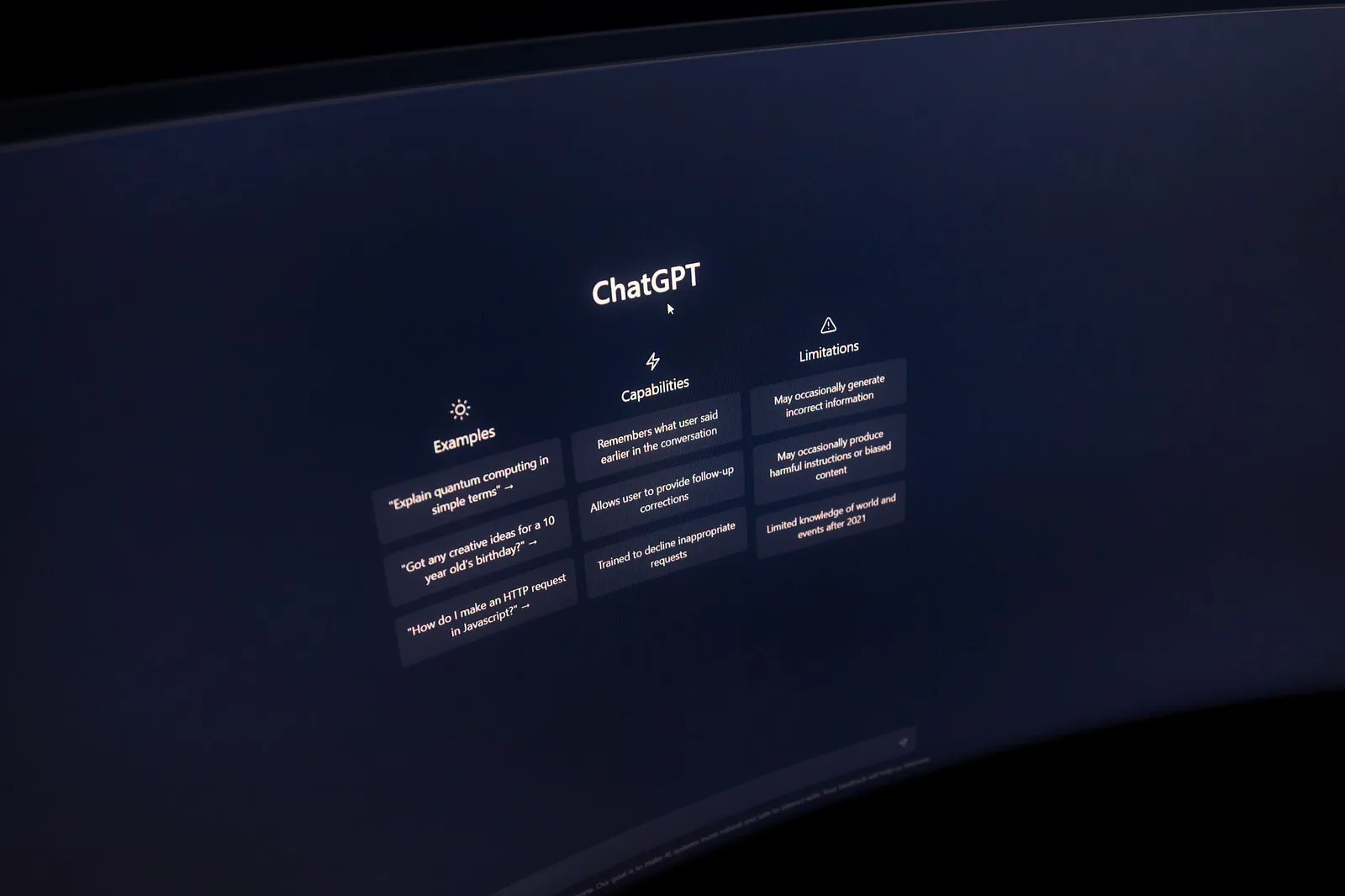 Computer screen displaying a ChatGPT presentation